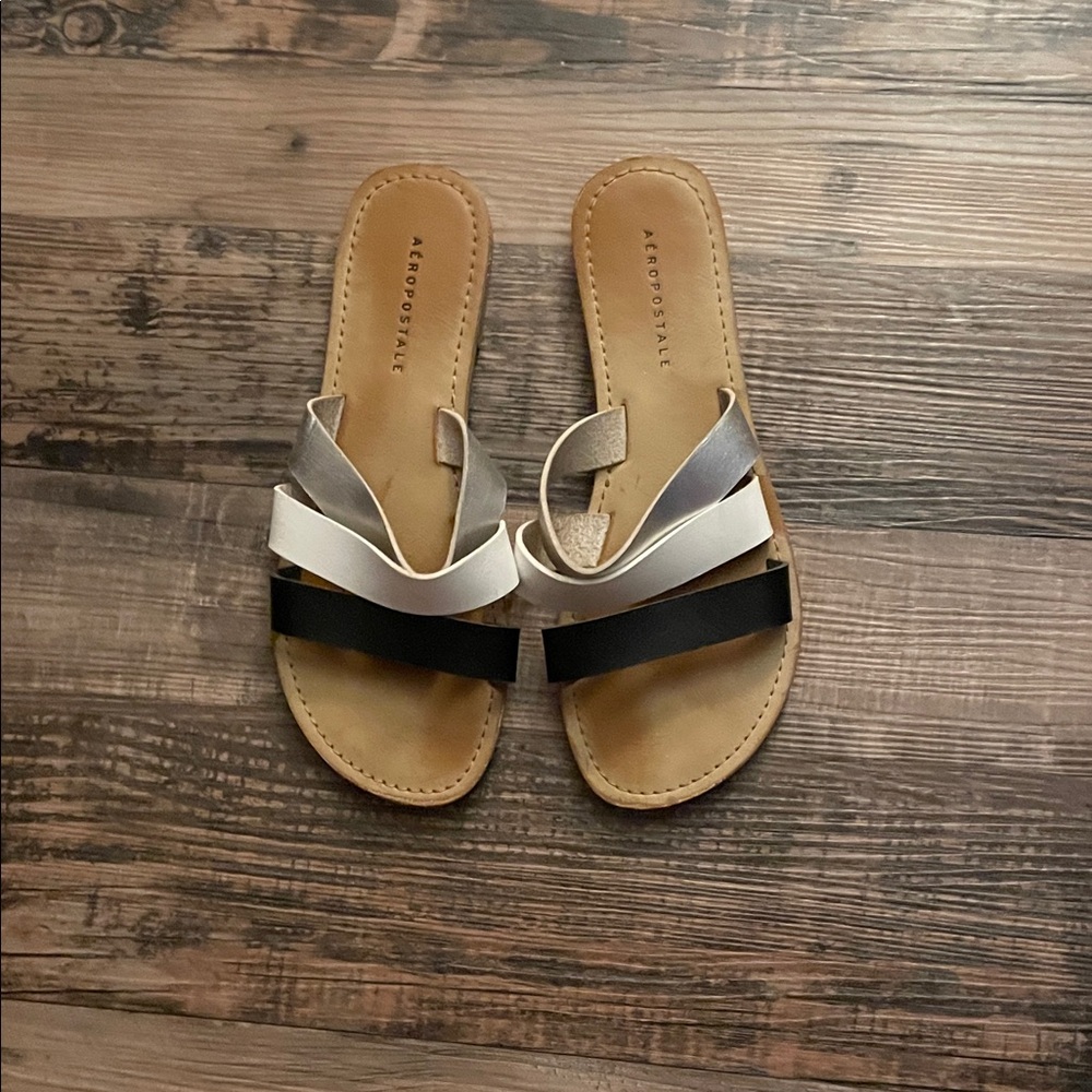 Aeropostale Black and White Sandals Slip-On Comfort